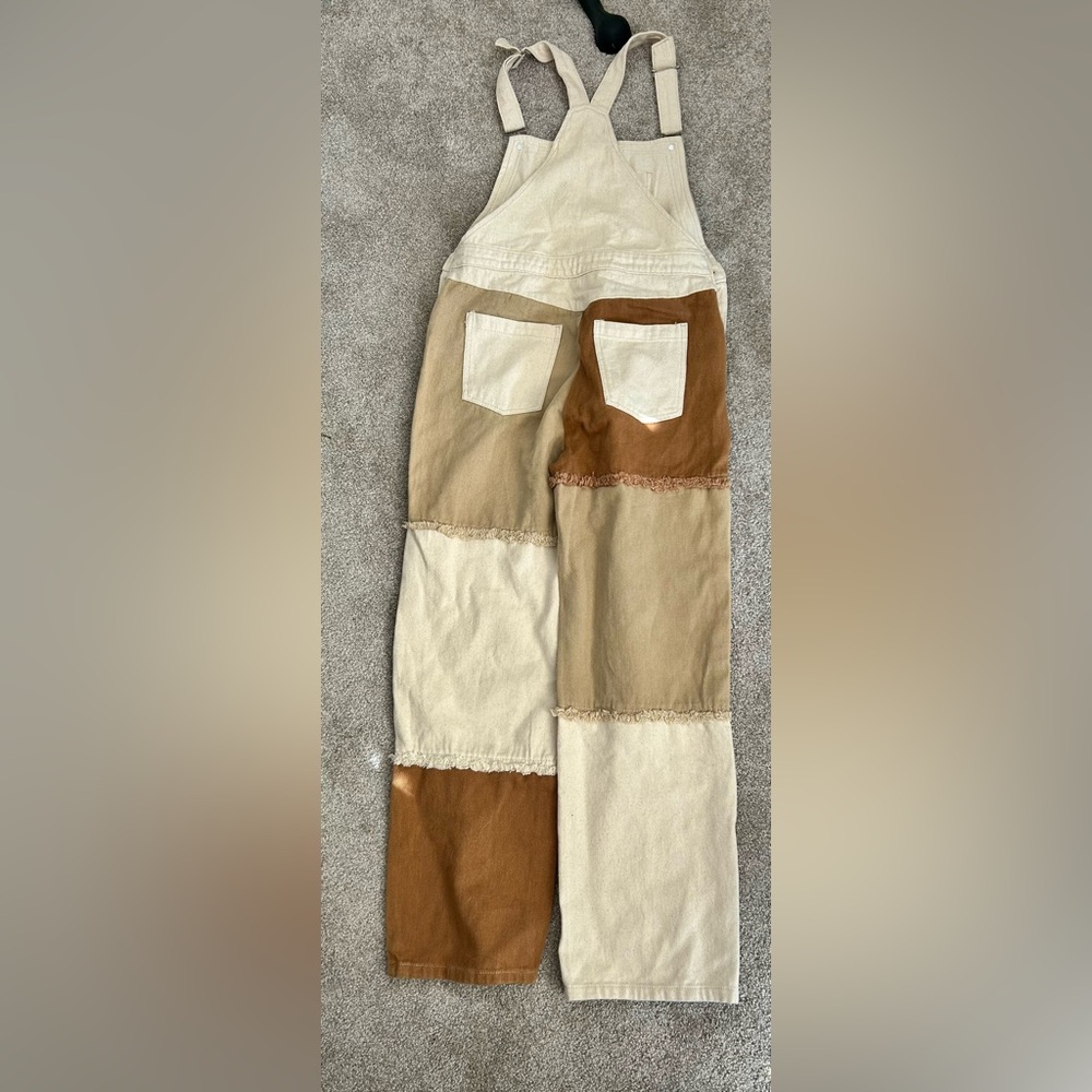 Blue Blush Patchwork Overalls NWOT - image 7